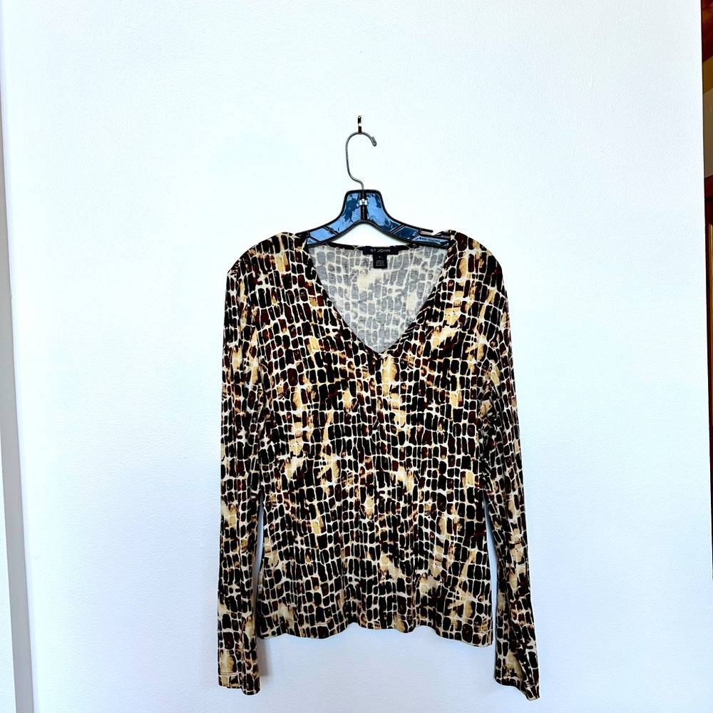 St. John Plaid Rayon Top Women’s Medium